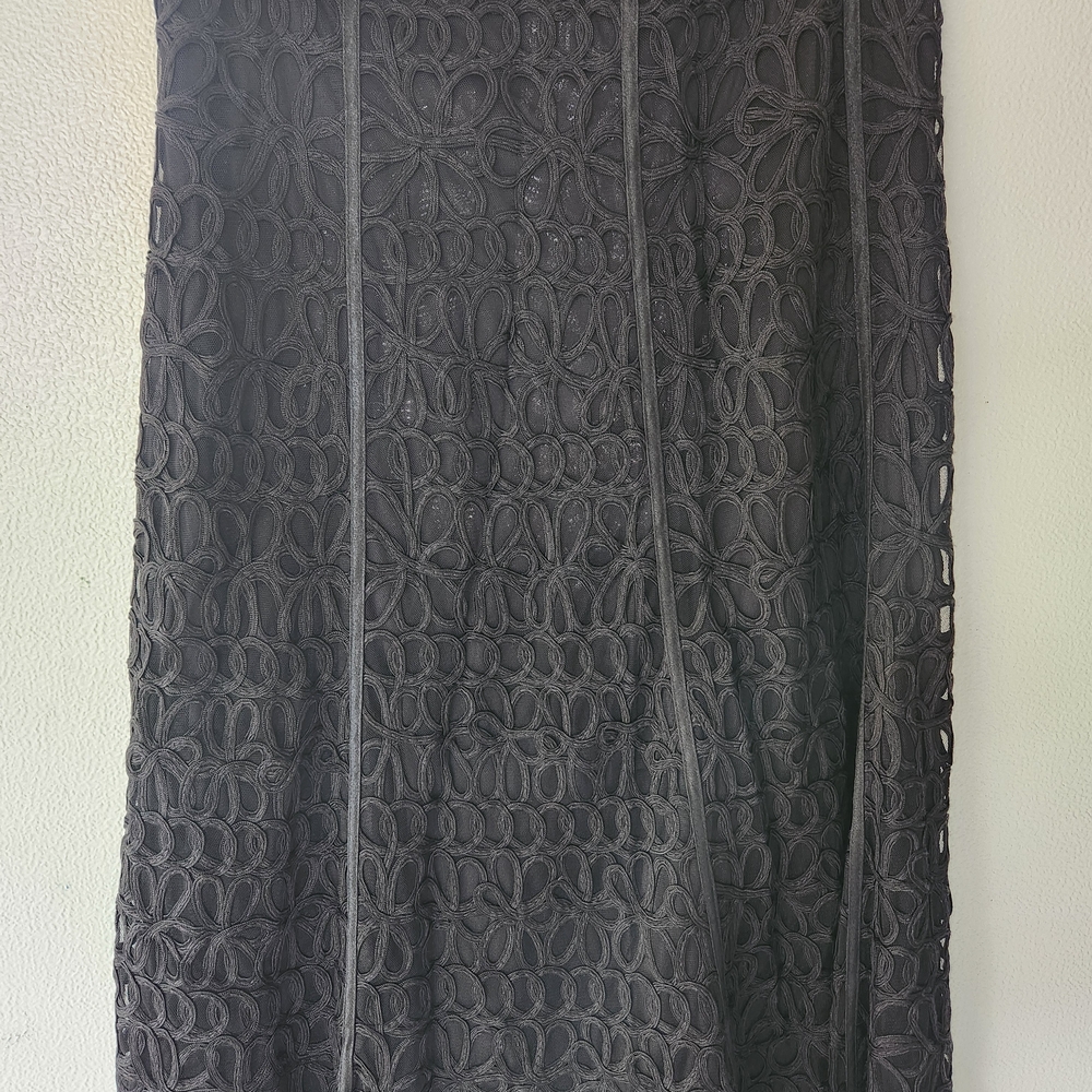 T&J Designs Black Floral Lace A-Line Skirt
